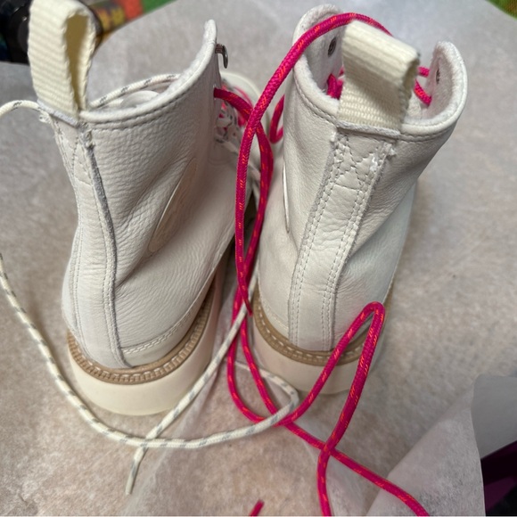 NEW Women's High-Top Sneakers - White and Pink- soft, buttery leather UNISEX - Picture 2 of 8